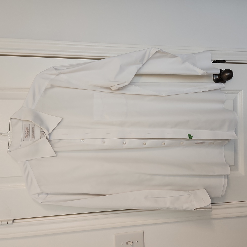 Gold label white fitted button down shirt
